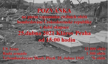 Pozvánka na pietní vzpomínku civilních obětí borbardování Československa