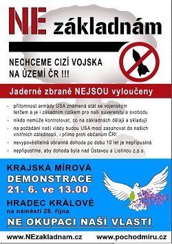 Pozvánka na demonstraci 21.6.2023, Hradec Králové od 13:00 hodin, náměstí 28. října